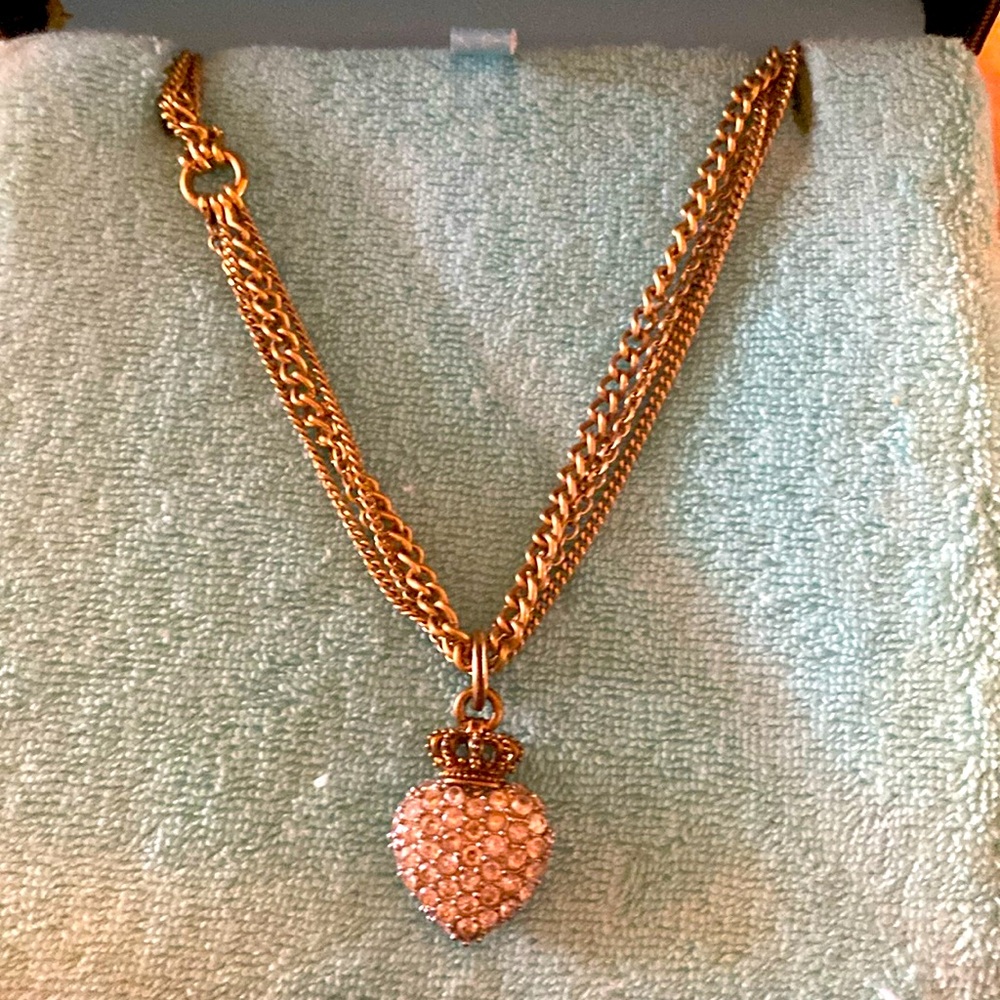 Juicy Couture multi strand gold necklace with Crystal heart pendant